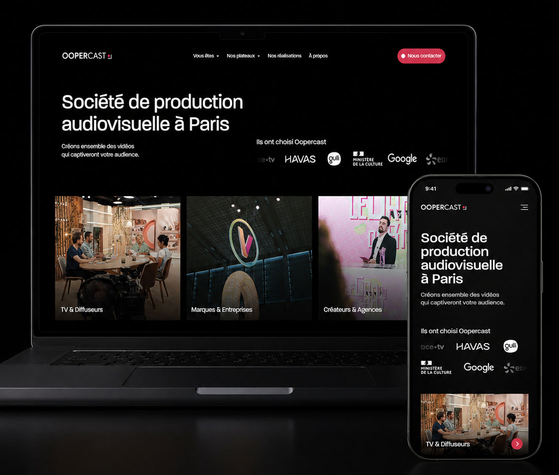 Oopercast interface, audiovisual production company in Paris